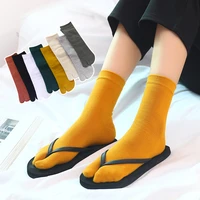 5 pairs two finger socks japanese style clogs socks split toe women high tube cotton two toe home floor socks