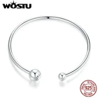 WOSTU 100% Серебро 925 пробы Регулируемый простой браслет 17 -19 см цепочка для женщин оригинальный дизайн ювелирные изделия CQB198