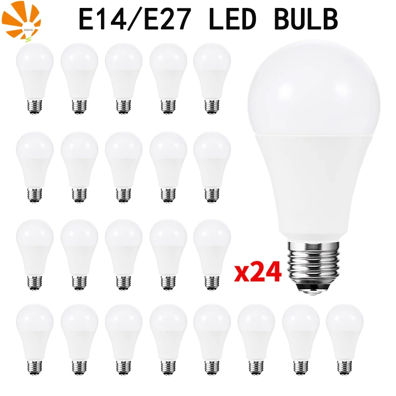 

24pcs/lot LED Bulb Lamps AC220V 20W 18W 15W 12W 9 6 3 E14 E27 For Home Bombillas Lampada Spotlight Lighting Cold/Warm White Lamp