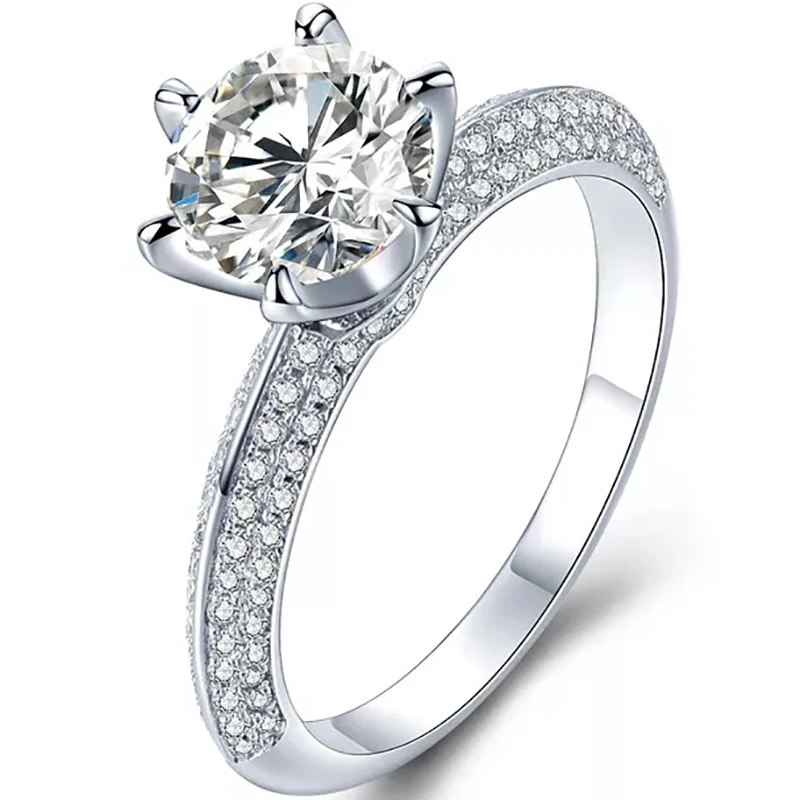 

New store promotion. Classic style 2 carat moissanite women's ring. Round 8 mm color D 925 silver is hot. GRA certificat