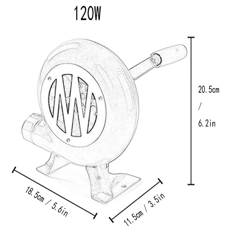 

120W Barbecue Iron Gear Hand Blower Hand Blower Manual Firing Blower Popcorn Fan