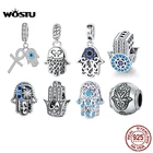 WOSTU 2021 Стерлинговое Серебро 925 пробы, рука Фатимы, шарм, демон, кулон, подвеска, подвеска, шарм, подходит, оригинальный браслет для женщин, ювелирные изделия