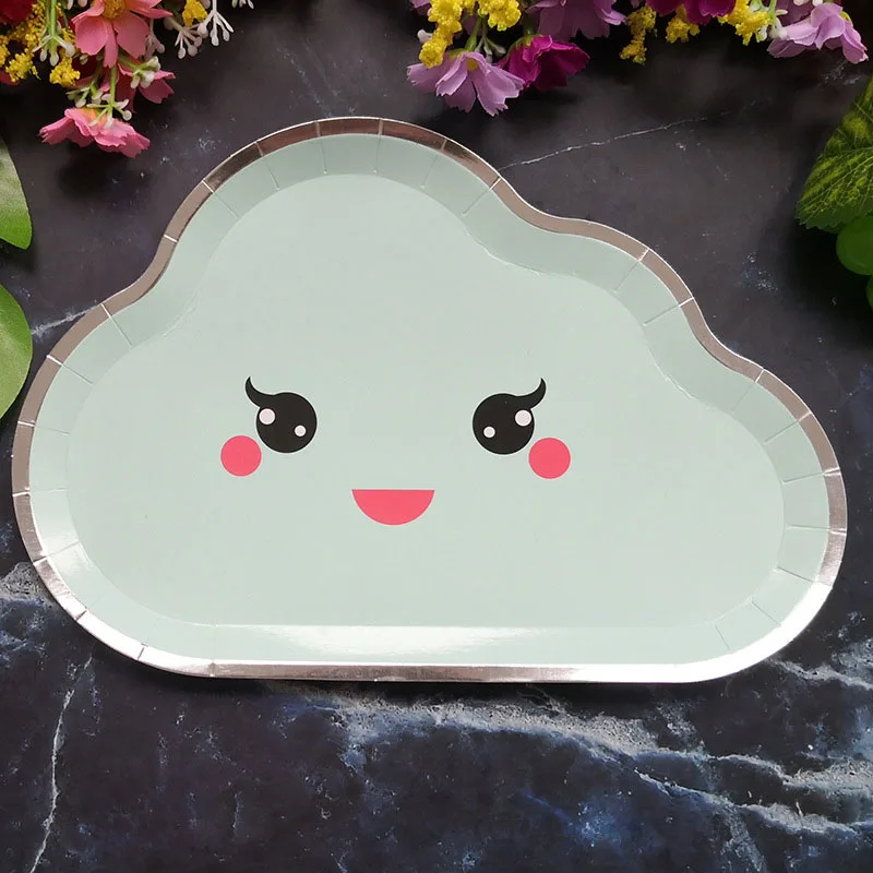 8PCS Mint green Одноразовая посуда вечерние украшения на вечеринку дня рождения украшения Дети облако бумажный лоток белый бумажный лоток Свадьба деко - Цвет: 8PCS Mint green