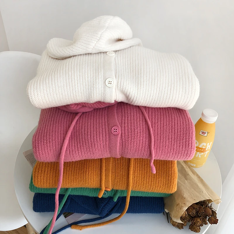 

2021 Cardigan Autumn Long Sleeve Sweater Women Hooded Knitted Outwear Casual Single Breasted Sweater Cardigan YOU761
