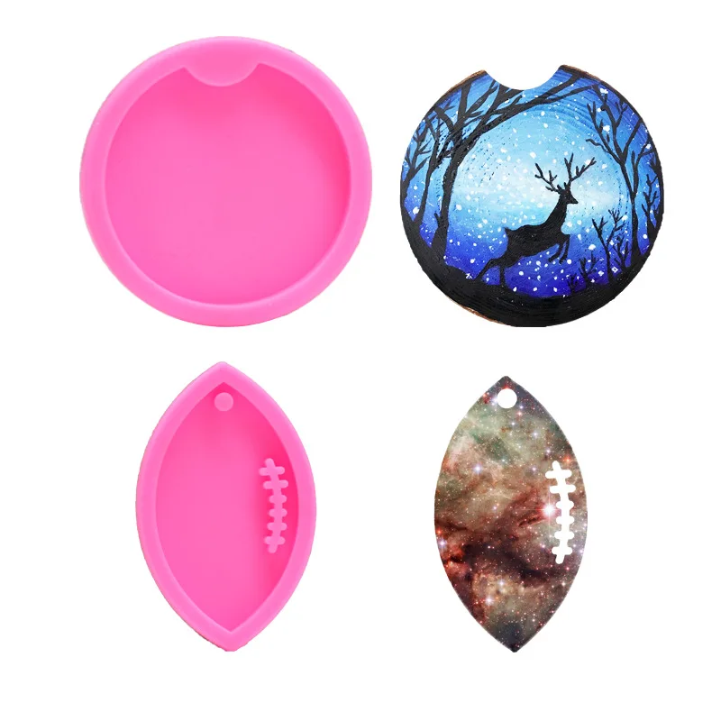 

Round Keychains Mold Geode Car Coaster Silicone Molds DIY Jewelry Pendant Making Crafting Coaster Epoxy Polymer Clay Resin Mould