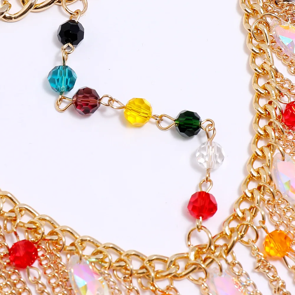 

Fashion All-Match Tassel Rhinestone Mask Hanemade Jewelry for Women Girl Colored Jewels Decorative Mask Party Jewellery 2021