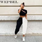 WEPBEL эластичные хип-хоп брюки Kpop Повседневный Спортивный костюм джоггеры спортивная одежда брюки женские с высокой талией черные белые штаны со вставками