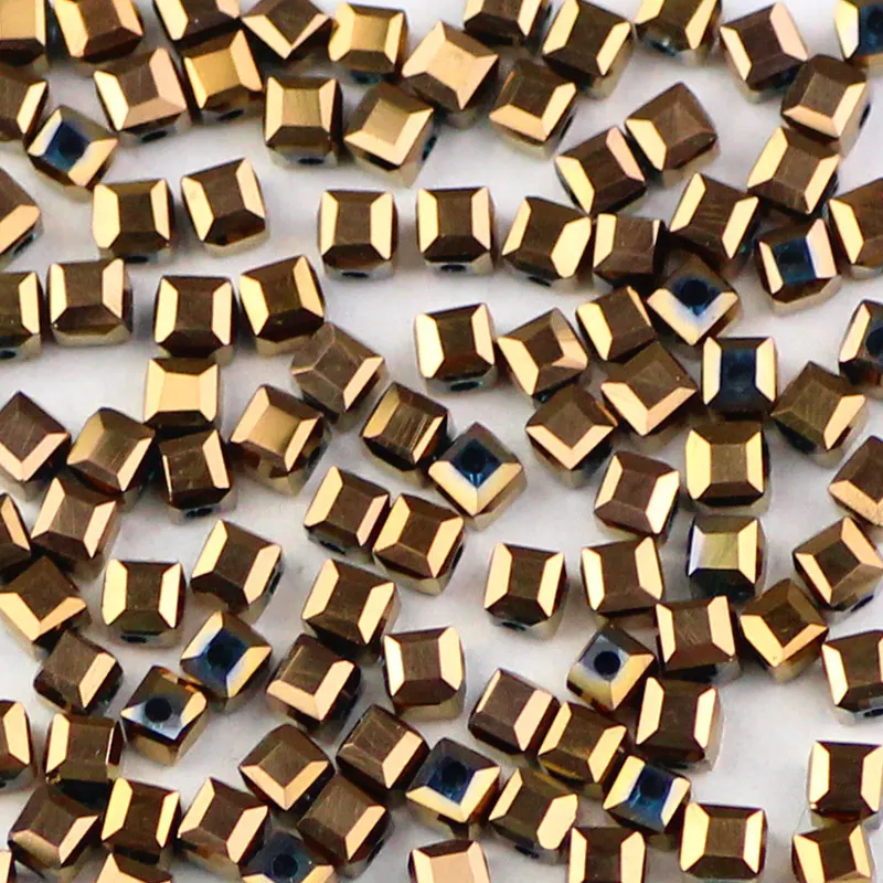 Copper PEOOPLE покрытие AB 100 шт./лот 3 мм квадратный ручной работы DIY австрийский кристалл стеклянные свободные разделительные бусины для изготовления ювелирных изделий Аксессуары - Цвет: Copper