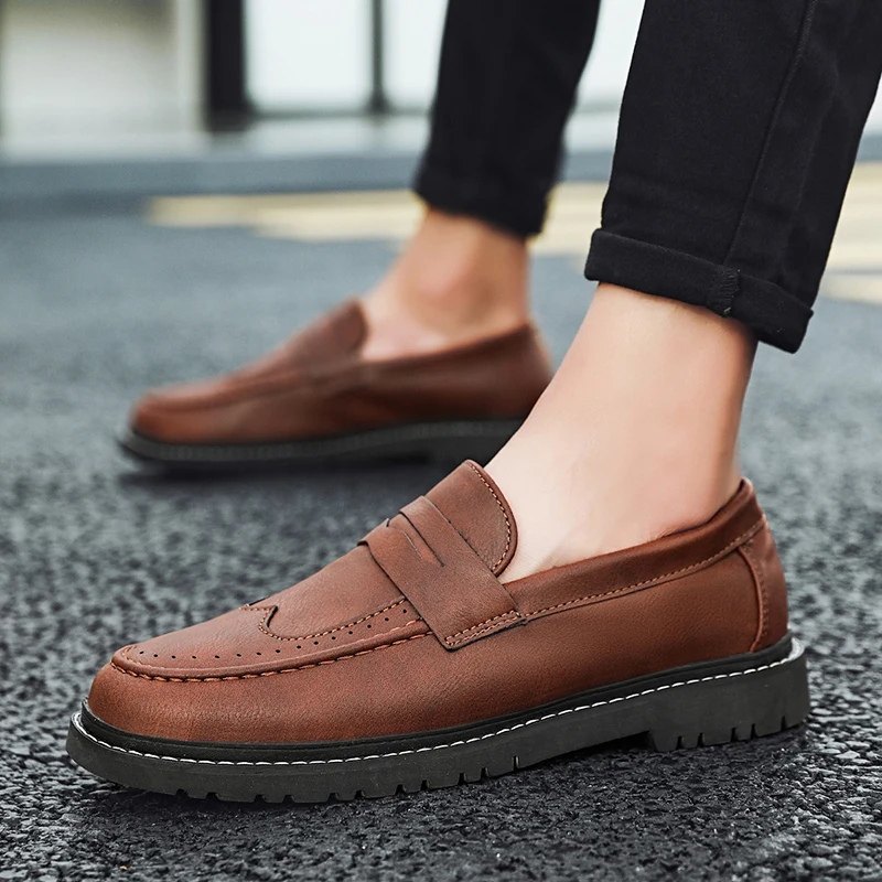 Туфли мужские из натуральной кожи мягкие дышащие кроссовки Мокасины без