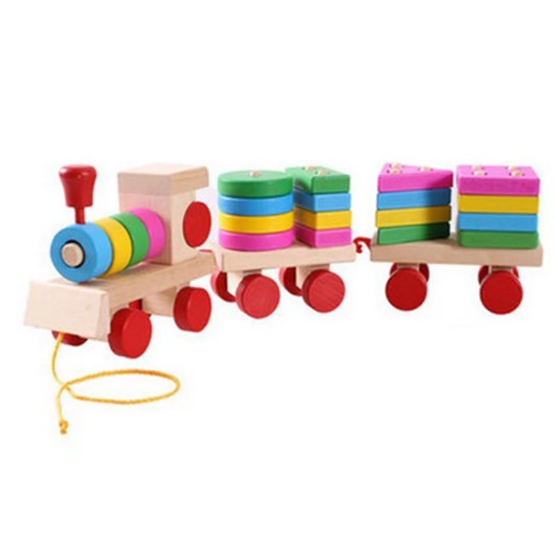 

Wooden Train Toddler Toys, Shape Classification and Stacking Wooden Blocks,Puzzle Toys, Preschool Educational Toys