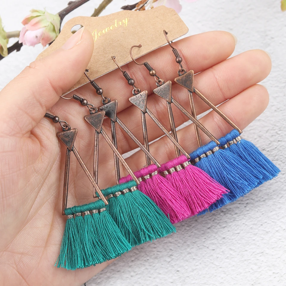 Anitque треугольника на платформе в богемном стиле длинные висячие серьги с