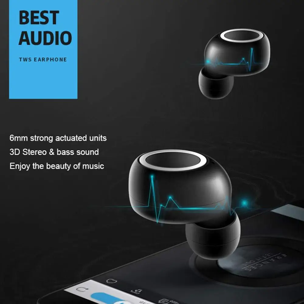 Fanshu Bluetooth 5 0 наушники вкладыши TWS с Беспроводной в ухо Беспроводные спортивные