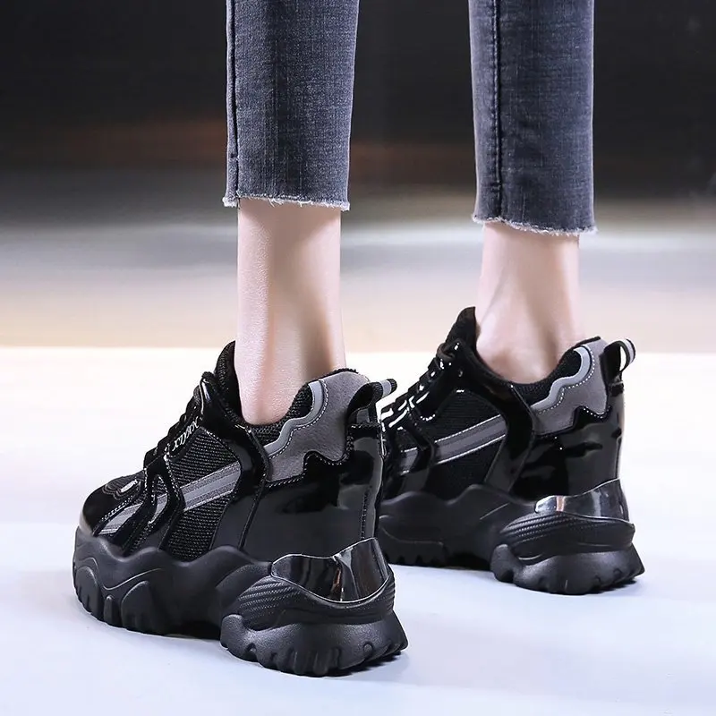 

Rimocy 2021 Women Platform Chunky Sneakers Spring Autumn Thick Sole Lace Up Casual Shoes Woman Height Increasing Ladies Trainers