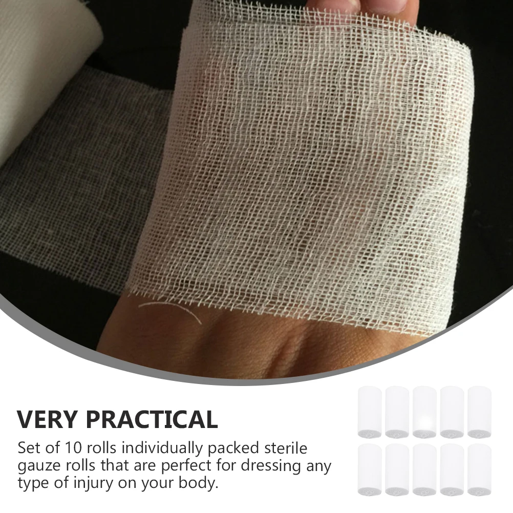 

10pcs Disposable Emergency Bandage Gauze Bandage Rolls Wrap Tape First Aid Dressing Wound Care Bandage First Aid Medical Tape