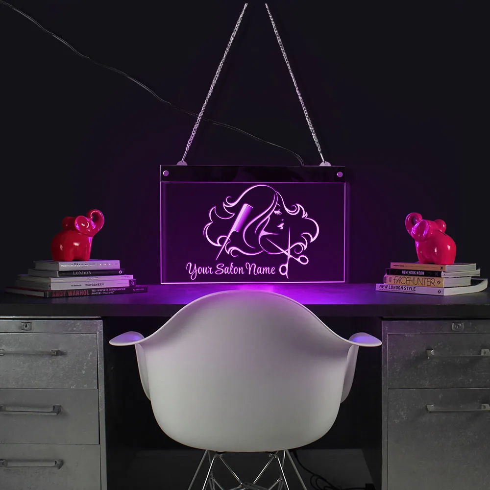 Подгоняемый светодиодный знак окна освещения для салона волос бизнес студия