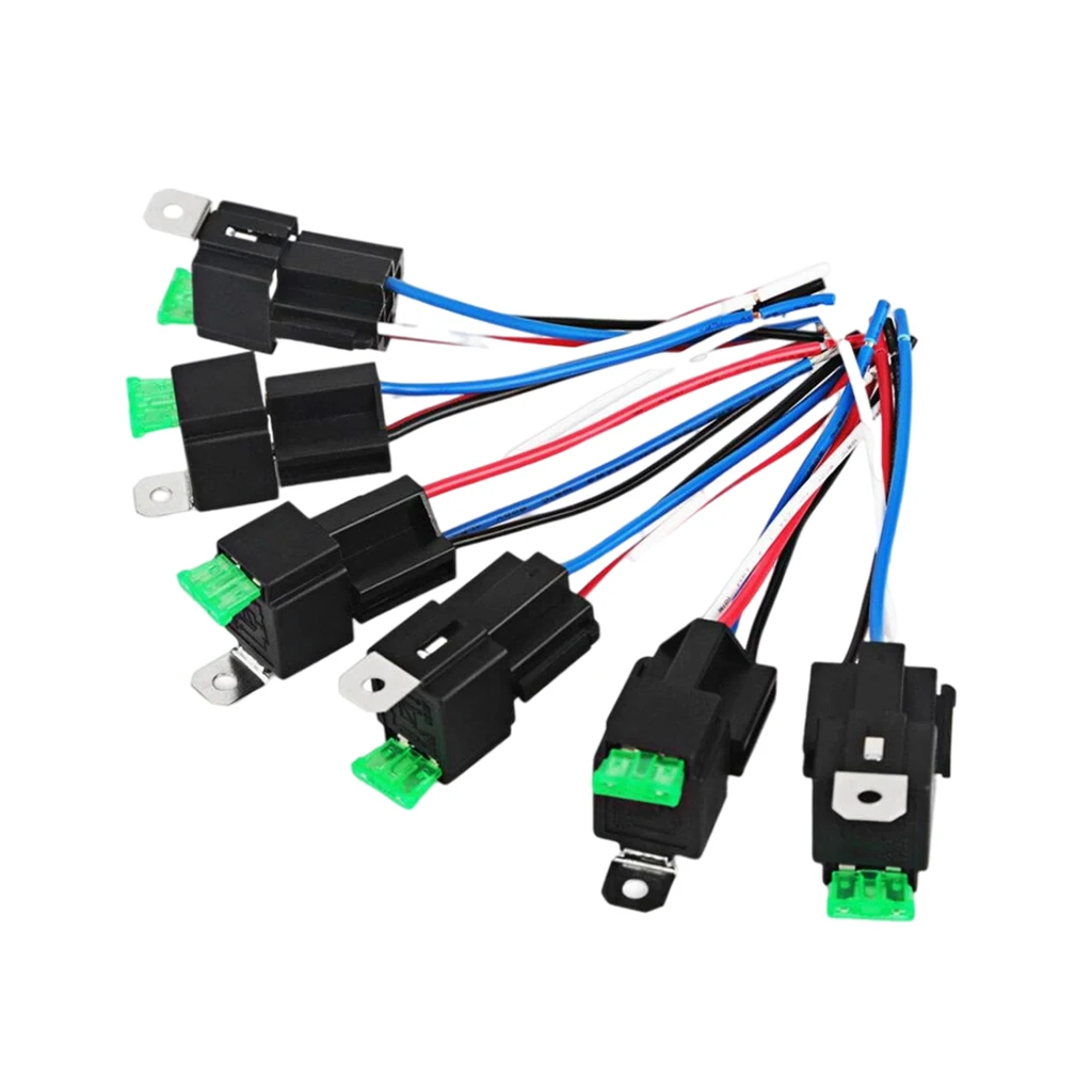 

6 Pack 5PIN Automotive Relay Switch Harness Kit 30A Fuse 14AWG Hot Wire 14 AWG Wires Fuse Relay car Truck Socket kit