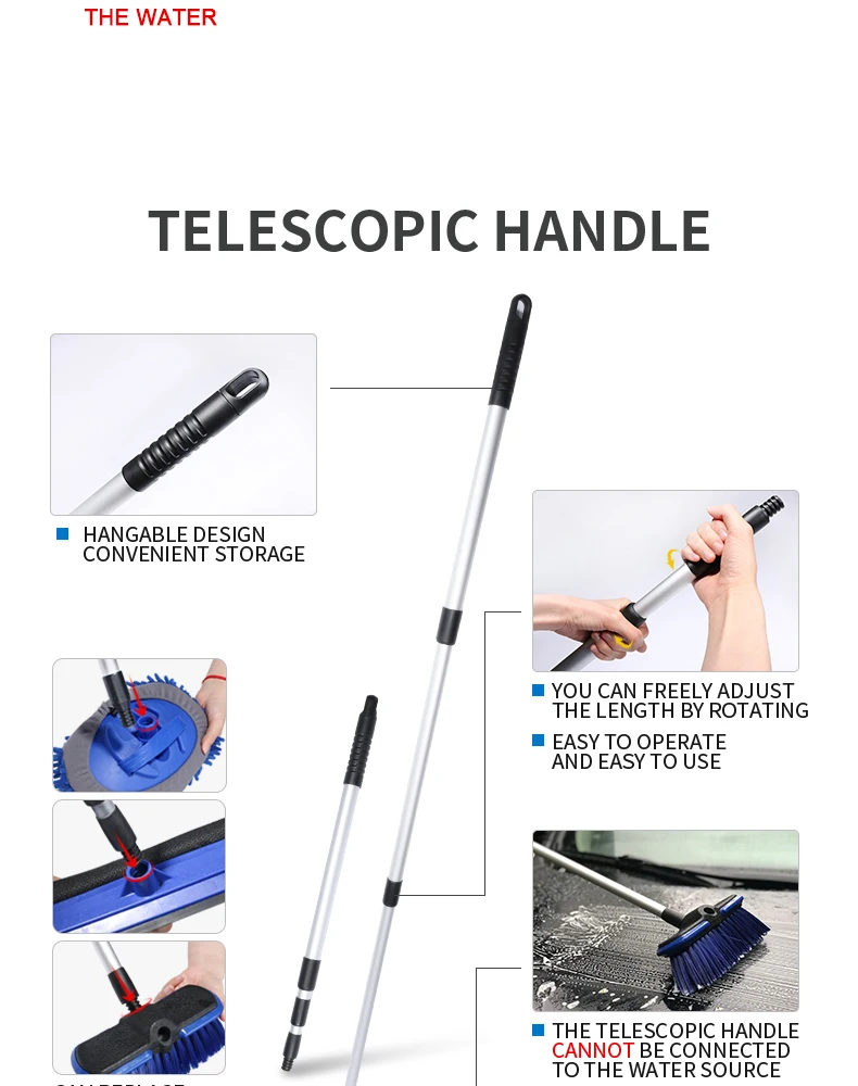 Car Wash Brush Cleaning Mop Chenille Broom Water Flow Windows Squeegee Telescoping Handle Foam Bottle Car Accessories Xammep