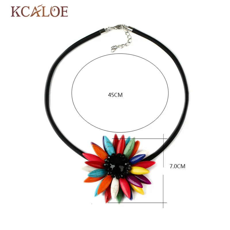 KCALOE женский большой ожерелье-чокер с цветами Подвески Boho Черная веревка