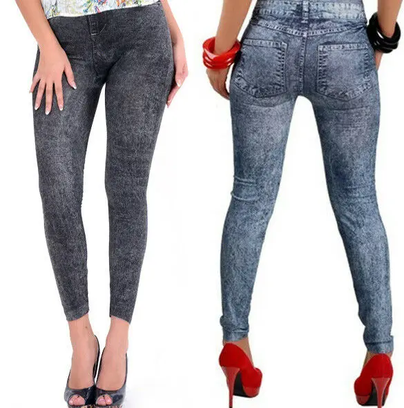 

Womens Leggings Skinny High Waist Jeans Trousers Denim Stretchy Pencil Pants