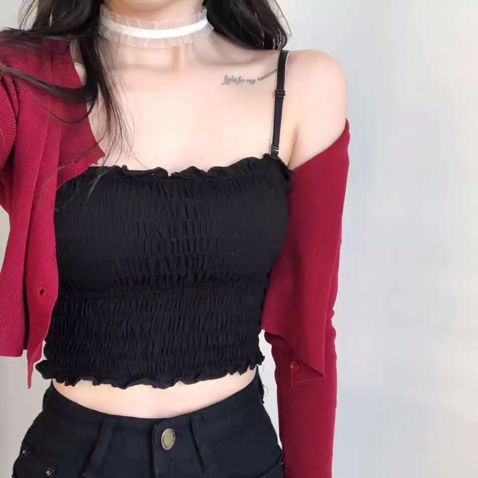 

Жилет на бретельках, нагрудная подушка, нижняя рубашка можно носить со складчатым деревянным жилетом на бретельках с ушными краями.