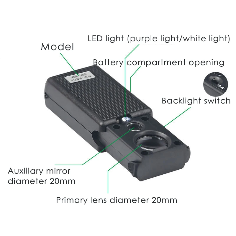 Мини светодиодный увеличительное стекло 30X с подсветкой ручной ювелирное