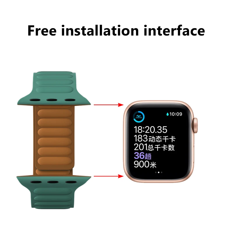 Silicone/Leather Link for Apple Watch Band 40mm 44mm 42mm 38mm 42 Mm 1:1 Magnetic Loop Bracelet IWatch Series SE 6 5 4 3  Strap