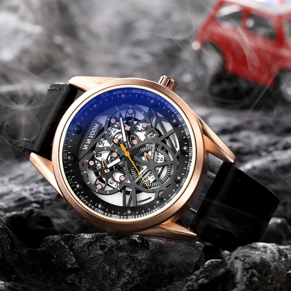 Новые золотые скелетоны Бизнес кожаный ремешок спортивный дизайн