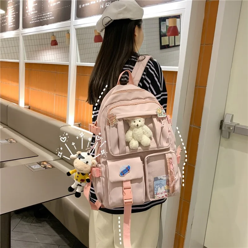 

TINYAT Kawaii нейлоновый женский рюкзак, Модный водонепроницаемый рюкзак для девочек-подростков, школьная сумка, милый студенческий рюкзак, доро...