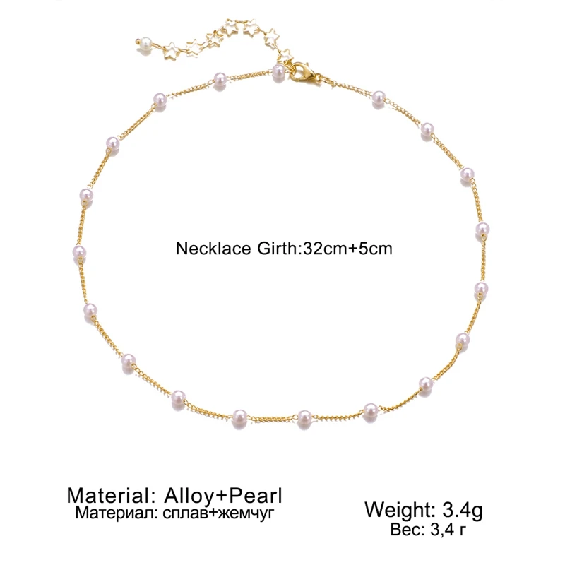 

ALIUTOM Retro Pearl Choker Necklace For Women Elegant Star Pearl Wedding Necklace Trendy Gold Choker Jewelry Gift 2021 Trend