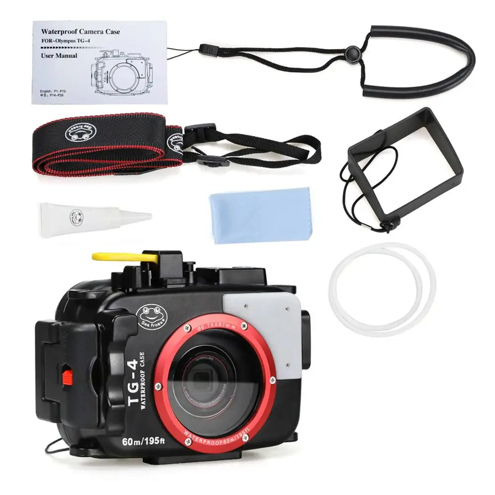 Водонепроницаемый чехол с двумя волоконно оптическими портами для камеры Olympus TG4