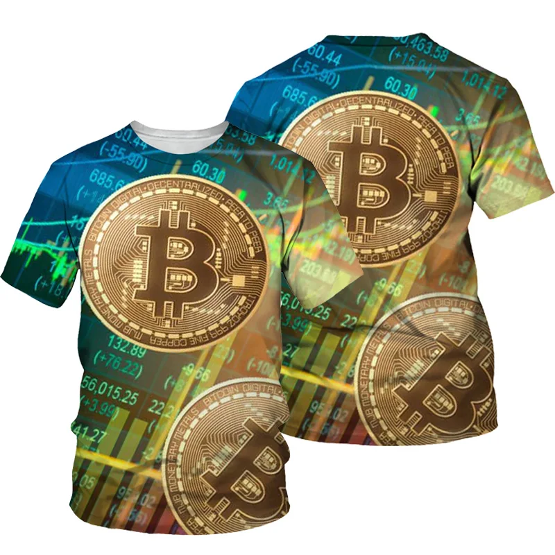

Bitcoin 3D Print T-shirt Men 2021 Fashion New Summer O Neck Short Sleeve Tees Tops 3D Style Male Clothes Casual Funny T-shirts