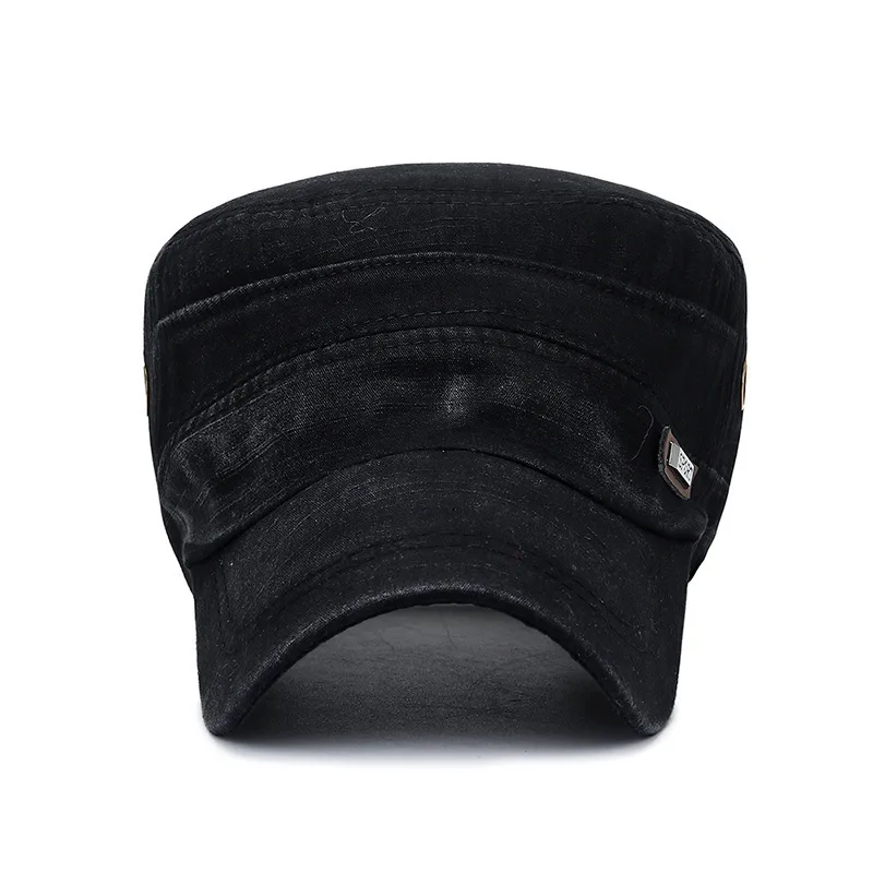 Кепка мужская в стиле милитари хлопковая винтажная шапка с плоским верхом