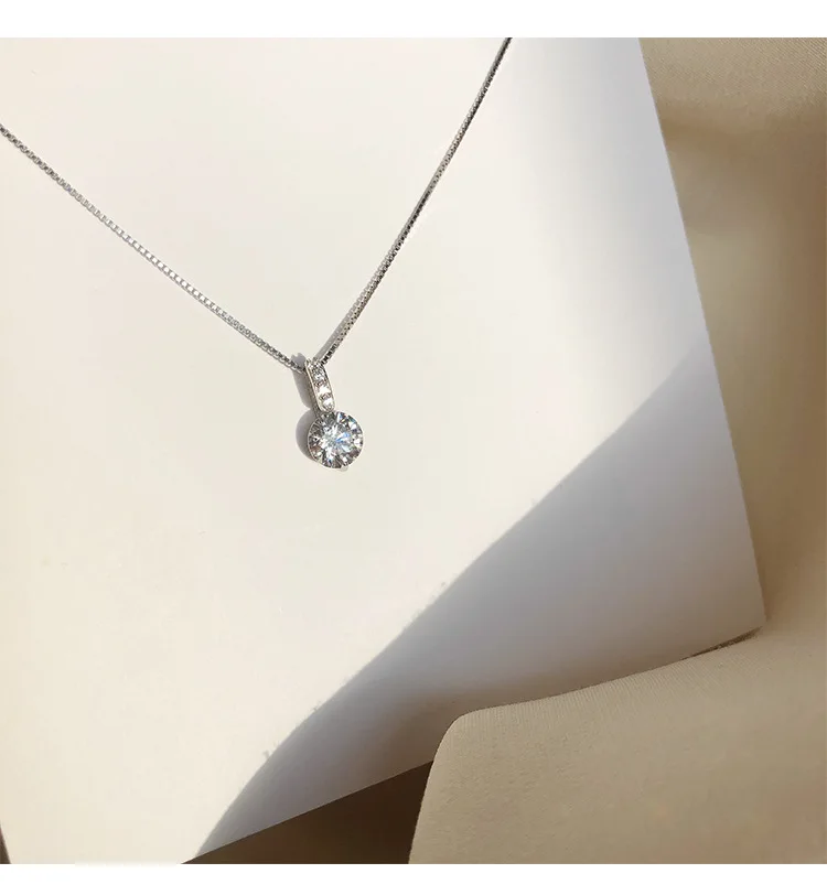 

100% 925 Sterling Silver Necklace Created Moissanite Pendant Necklaces Anniversary Wedding Party Jewelry Women Gifts