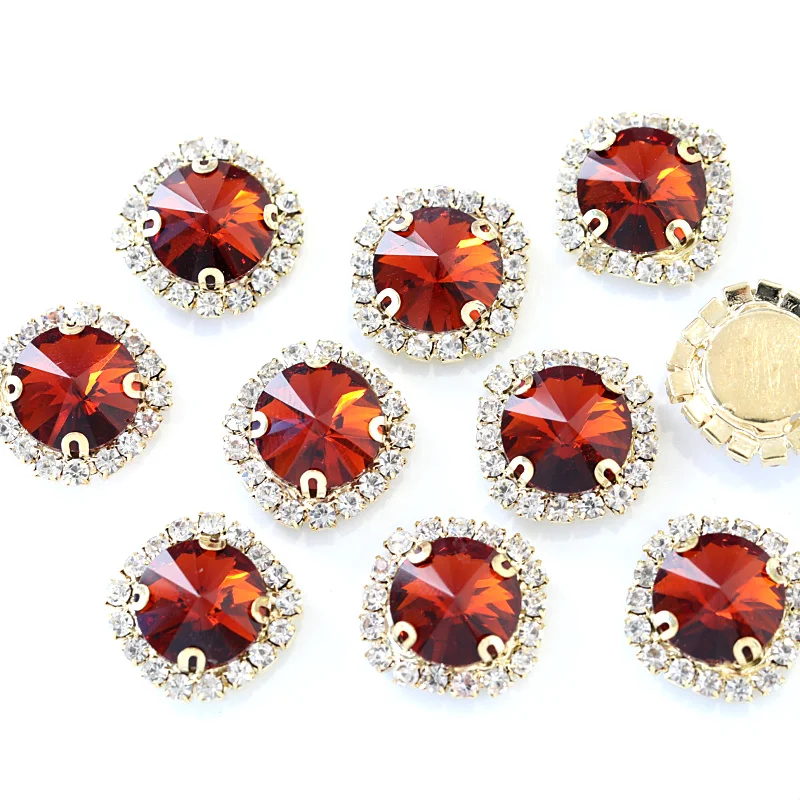 Красочная Хрустальная пряжка 5 размеров круглая пришивная стразы с плоской