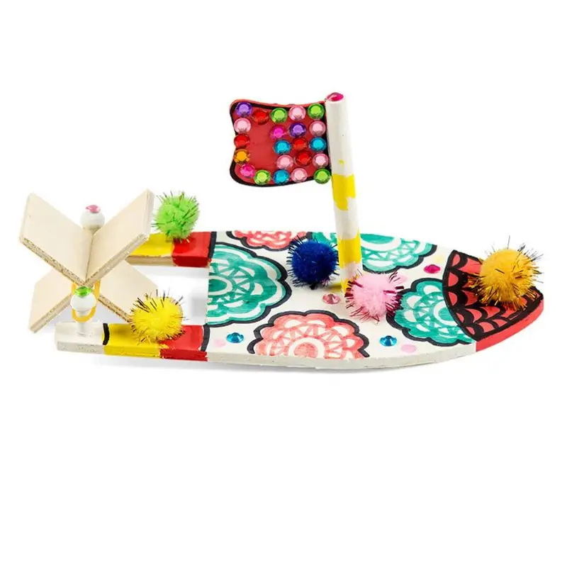 

DIY Kits Wooden Sailboat Ship Model Painting Educational Children Kids kindergarten Decoration Gift