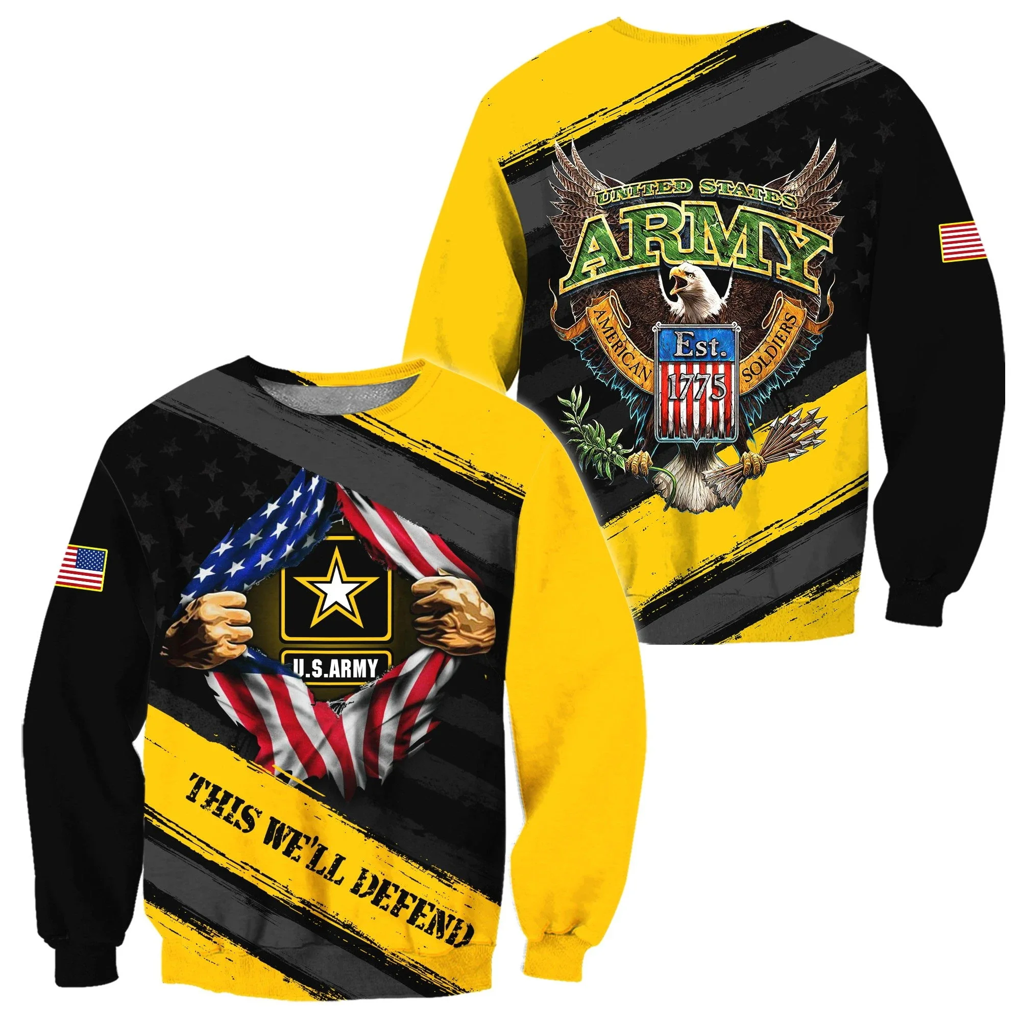 

USA Army flag 3D All Print Plus Hoodie Man Women Harajuku Outwear Zipper Pullover Sweatshirt Casual Unisex Jacket
