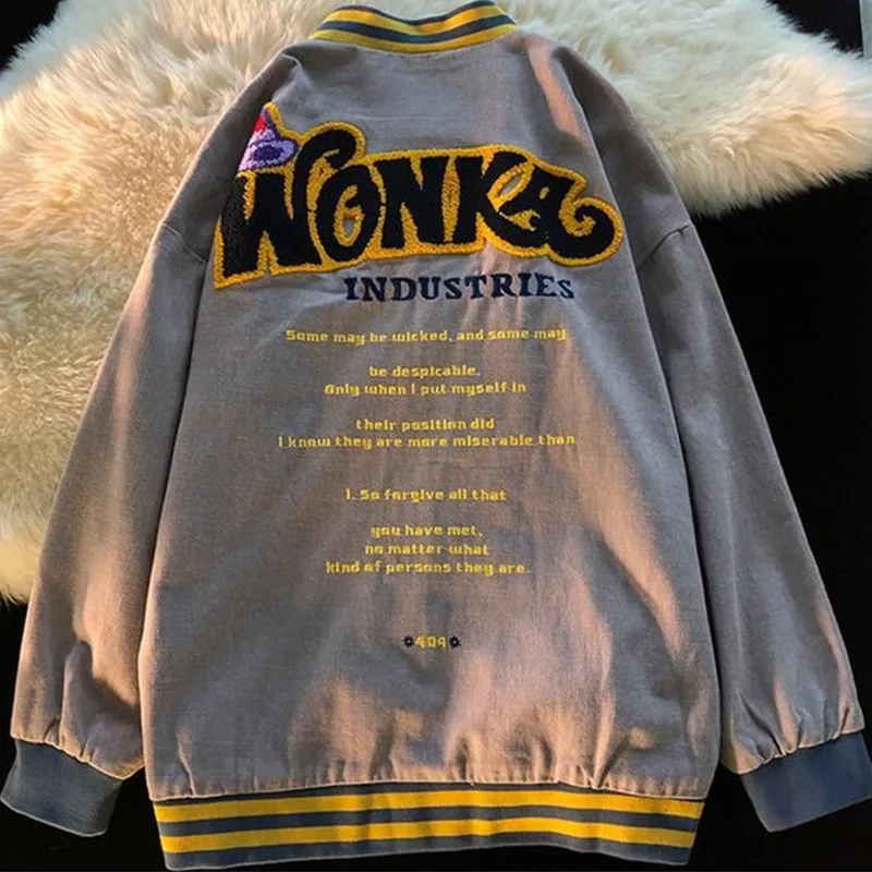 

Retro Baseball Uniform Letters Embroidered Jacket Women Oversized Loose Coats 2021 Punk Style Harajuku Fashion Teens Outerwear