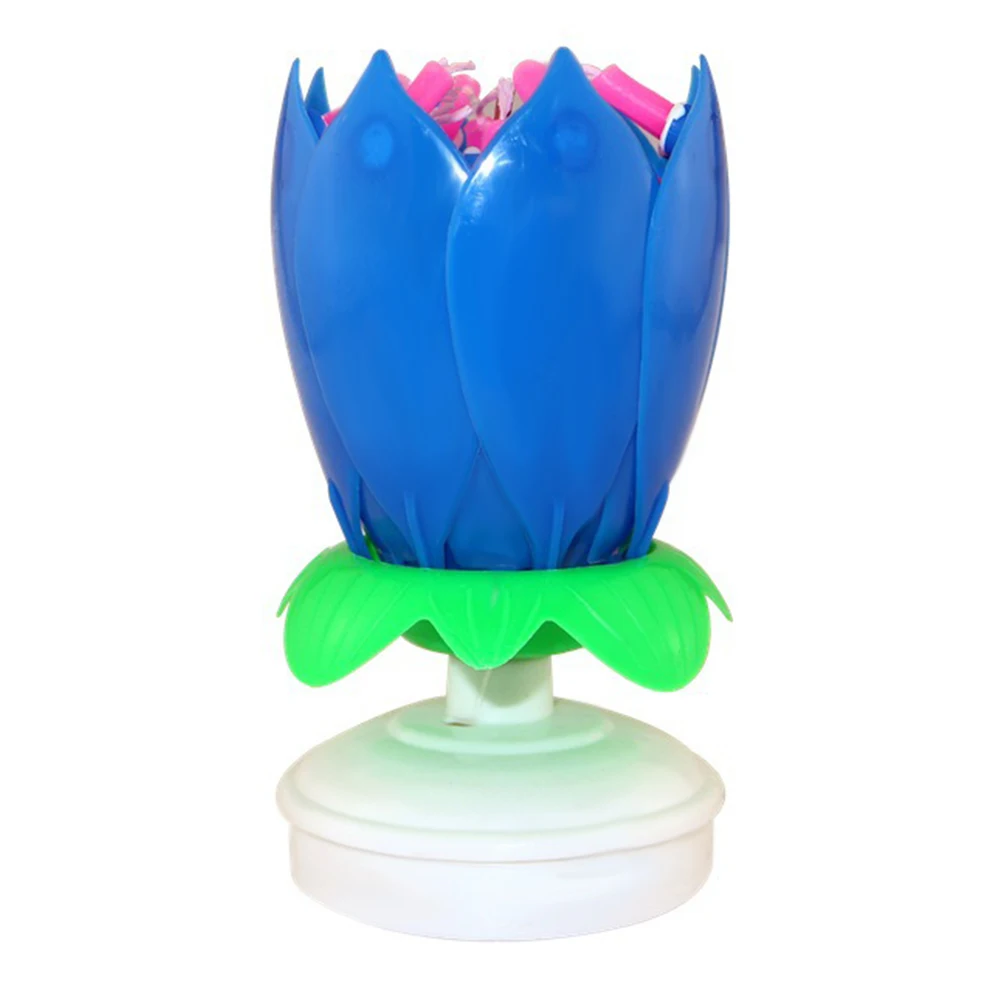 Обновленная многоцветная вращающаяся свеча лотоса для торта электронная