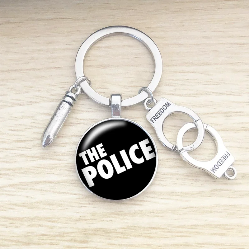

Men's Gift I Love Police 25mm Round Photo Pendant Keychain Mini Bullet Hand Baked Eco Alloy Pendant Car Wallet Keychain