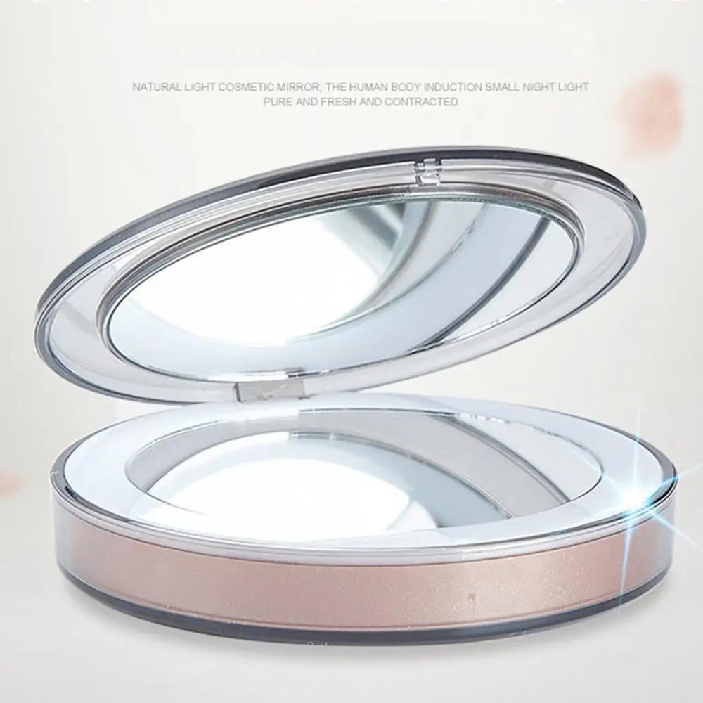Mini Makeup Mirror With LED Light Handheld Compact Pocket Portable USB Rechargeable Folding Cosmetic Vanity makeup tool | Красота и