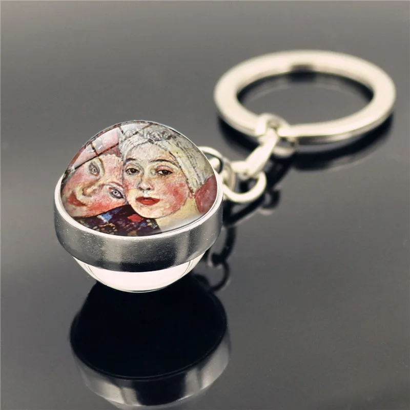 

New Gustav Klimt The Kiss Keychain Klimt Art Picture Glass Ball Key Chain Glass Cabochon Pendant Metal Keyring for Unisex Gift