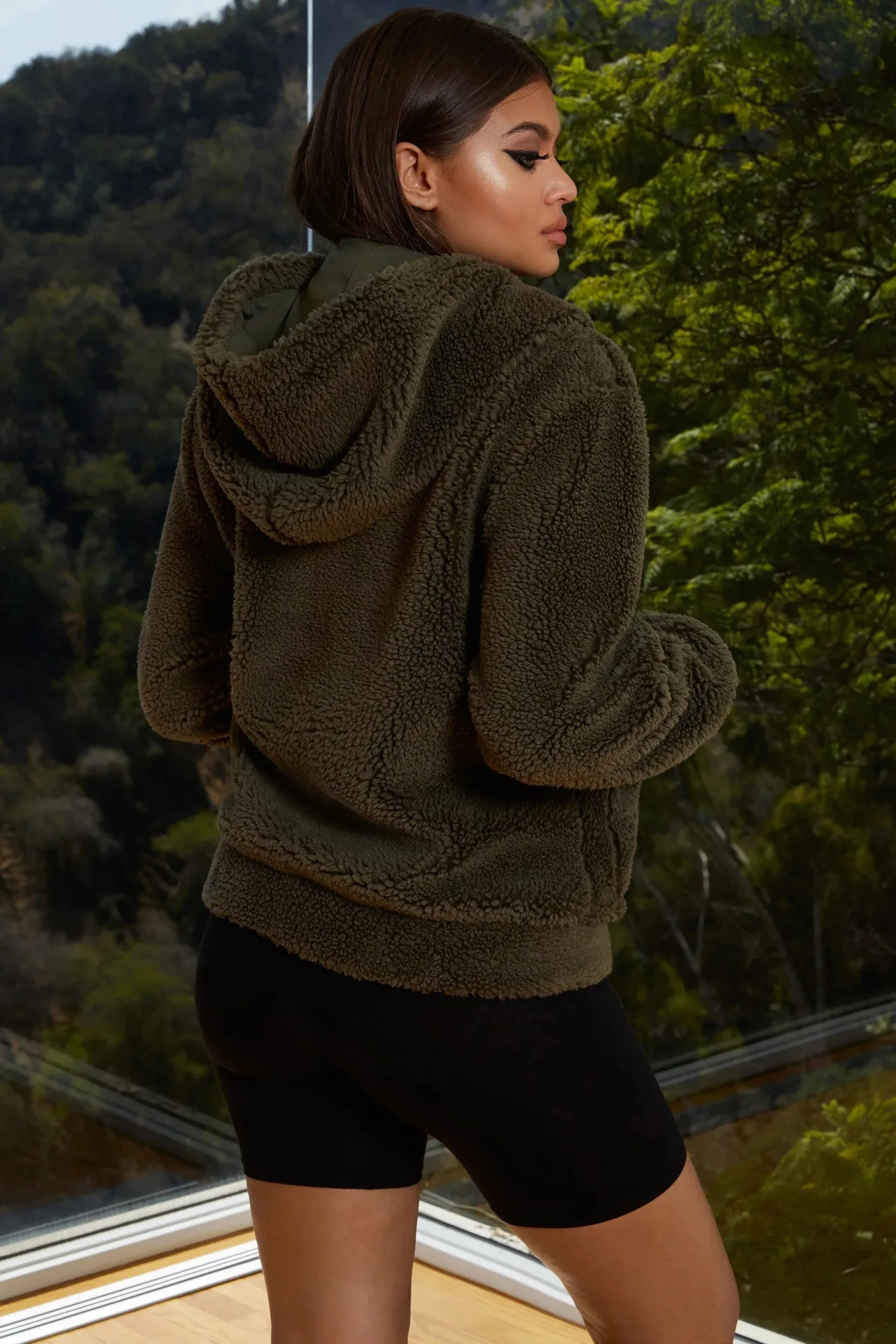 

Women's Spring Autumn Long Sleeve Zipper Plush Jacket Solid Color Hoodie Coats With Pocket