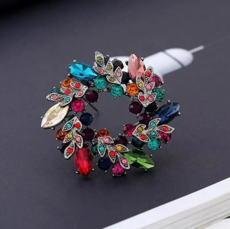 Девушки Кристалл цветок баухиния Броши Женщины банкет брошь с булавкой для