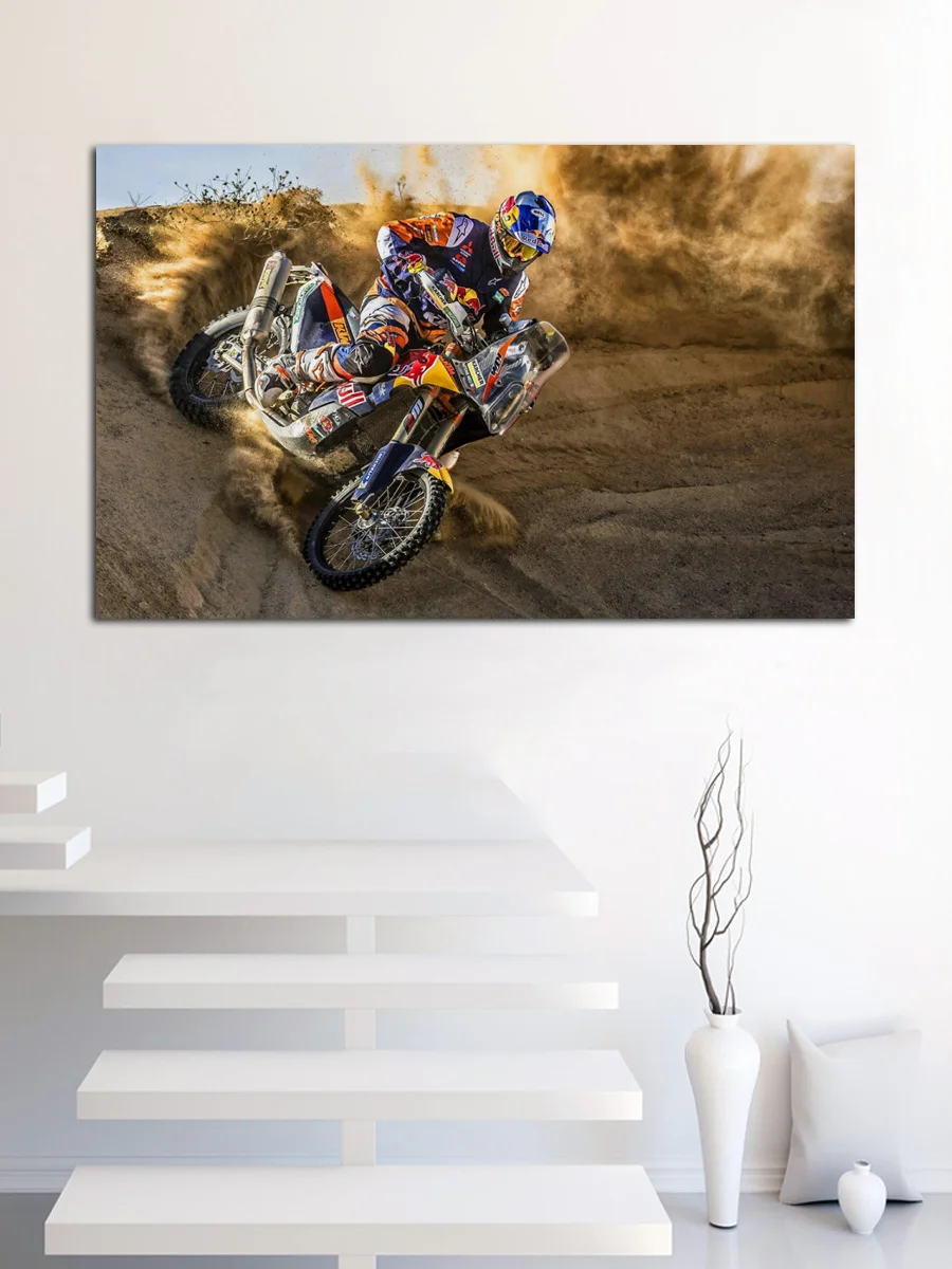

Awesome motocross sports artwork motorcycle racing fabric posters on the wall picture home art living room decoration KG282