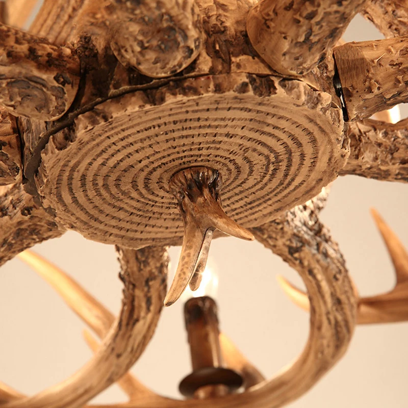 Candelabro de araña de resina Retro, lámpara de cuerno de ciervo, decoración del hogar, iluminación E14, 110-240V, No roto, paquete de pozo