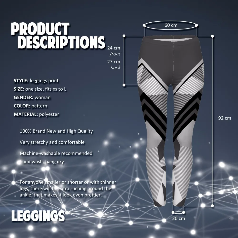 Высокое качество Для женщин леггинсы темно-серыми полосками лосины для фитнеса с принтом модные Высокая талия женские брюки