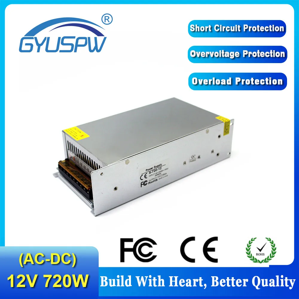 Блок питания постоянного тока 12V 13.8V 15V 18V 24V 27V 28V 30V 32V 36V 42V 48V 60V 70V 80V 90V 720W 800W 1000W 1200W 1500W световой трансформатор на.