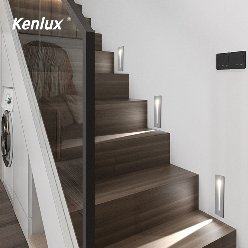 Утопленный светодиодный светильник для лестницы Kenlux 3 Вт|Уличные настенные