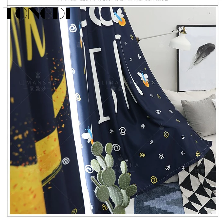 TONGDI Экологически чистая детская светонепроницаемая занавеска с цифровой