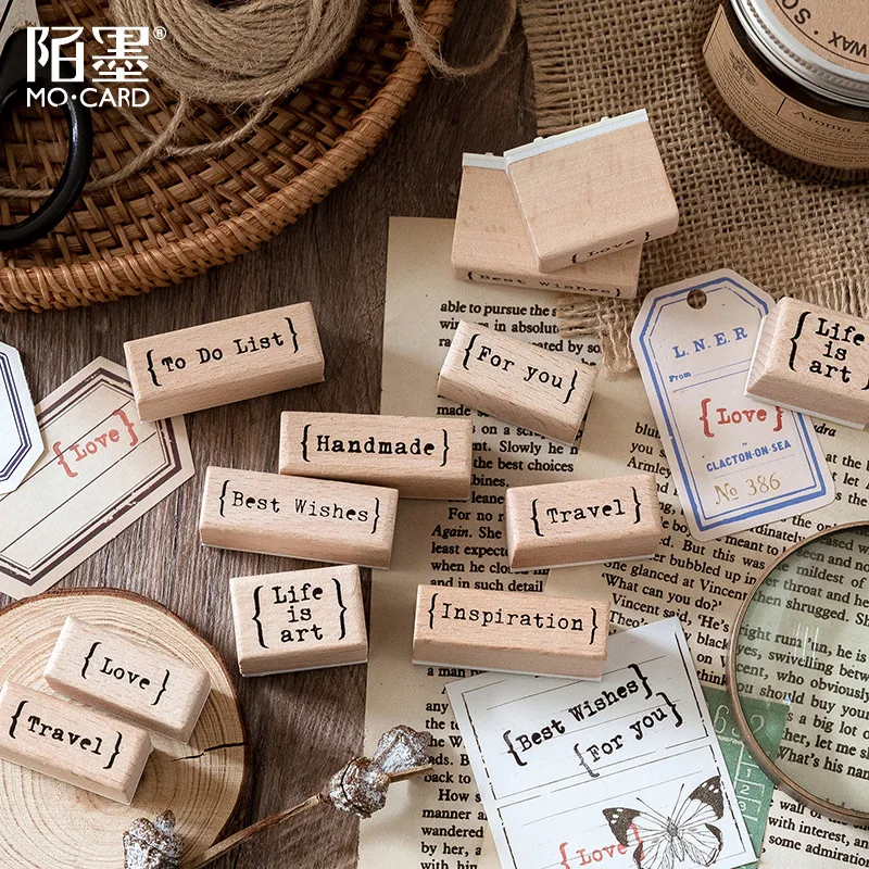 Винтаж английский фразу декоративные мусорные печать для журнала деревянные и